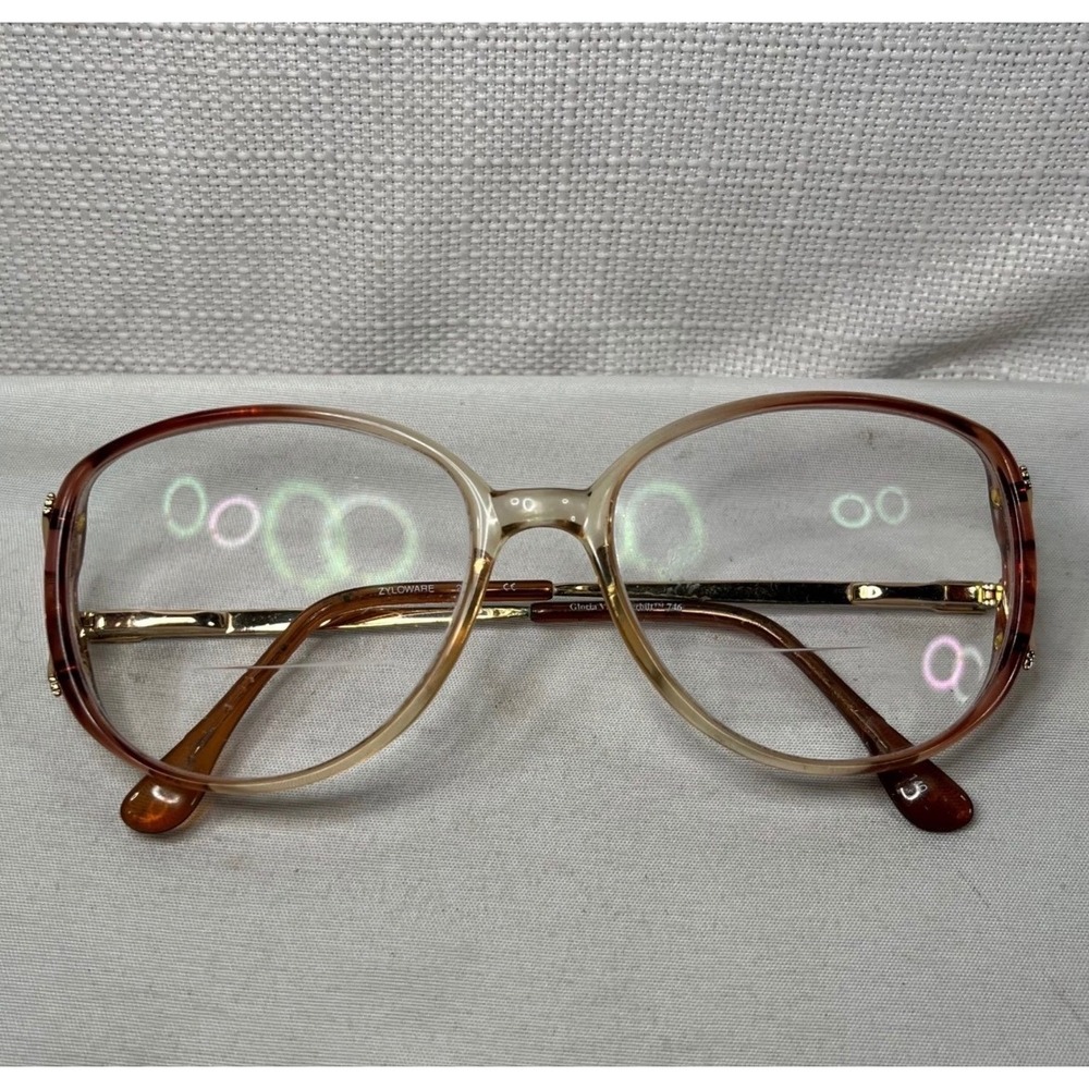 Gloria Vanderbilt 746 Zyloware Eyeglass Frames Amber Rose Gold Tone Vintage 80s